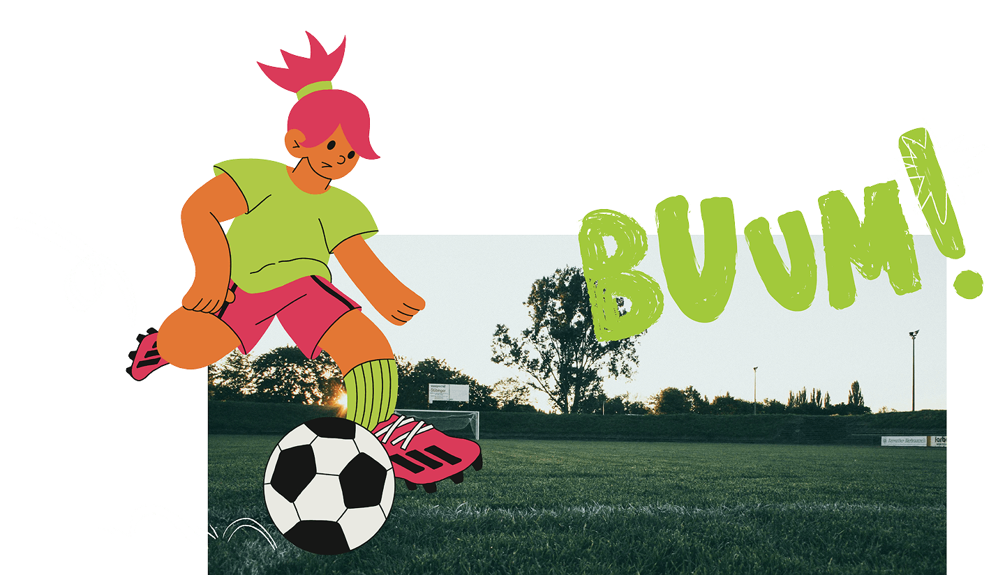 Ilustración de Tod@s Juegan: una niña jugando al fútbol