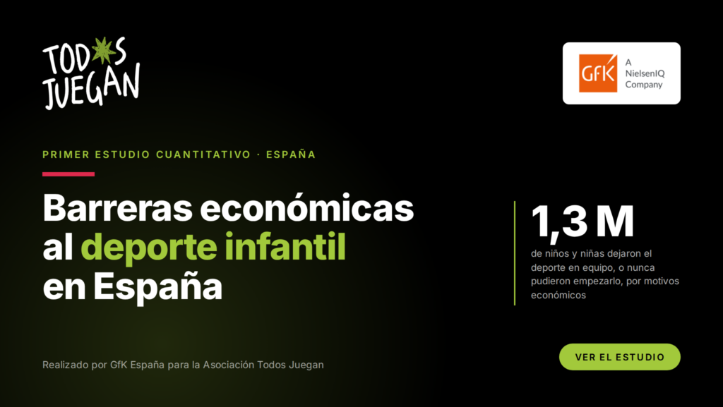 Portada del estudio sobre las barreras económicas al deporte infantil en España, realizado por GfK España para la Asociación Todos Juegan